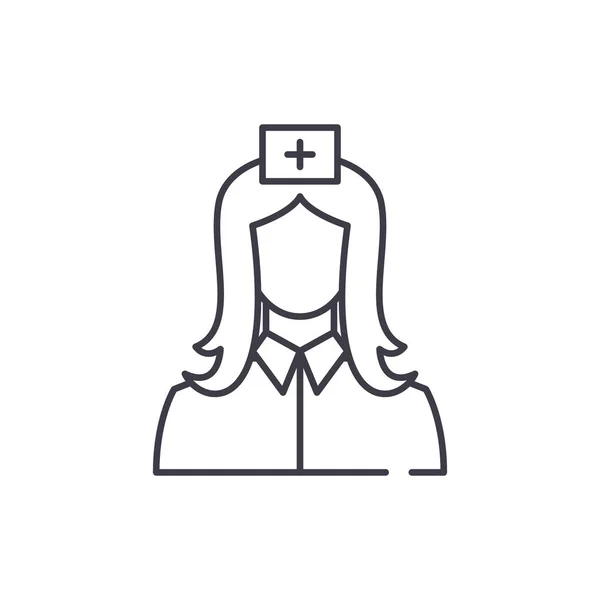 Sjuksköterska linjen ikonen koncept. Sjuksköterska vektor linjär illustration, symbol, underteckna — Stock vektor