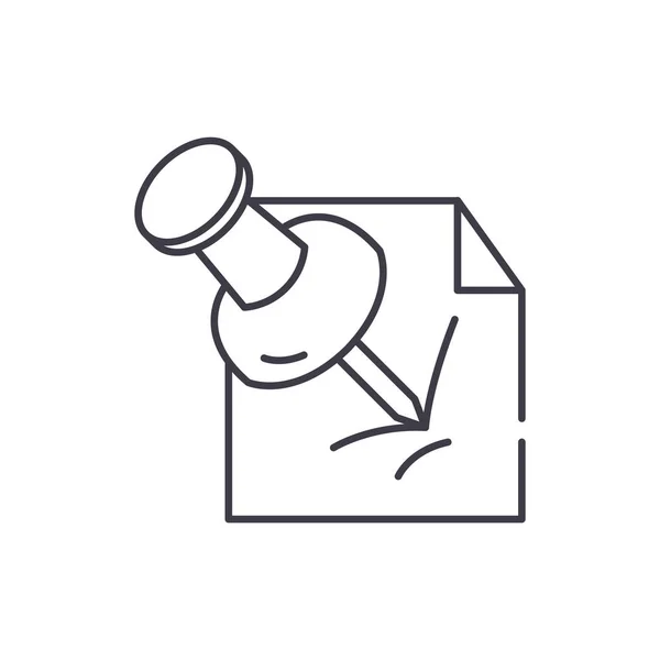 Office kitűző ikon koncepciójában. Office pin vektor lineáris illusztráció, szimbólum, jel — Stock Vector