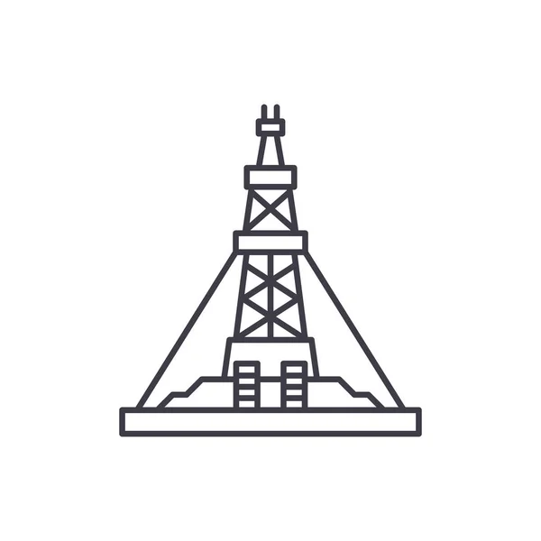 Concept icône de ligne de plate-forme de production pétrolière. Plateforme de production pétrolière vectoriel illustration linéaire, symbole, signe — Image vectorielle