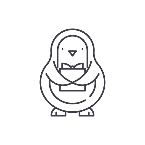 Pinguin Line Icon Konzept. Pinguin-Vektor lineare Illustration, Symbol, Zeichen — Stockvektor