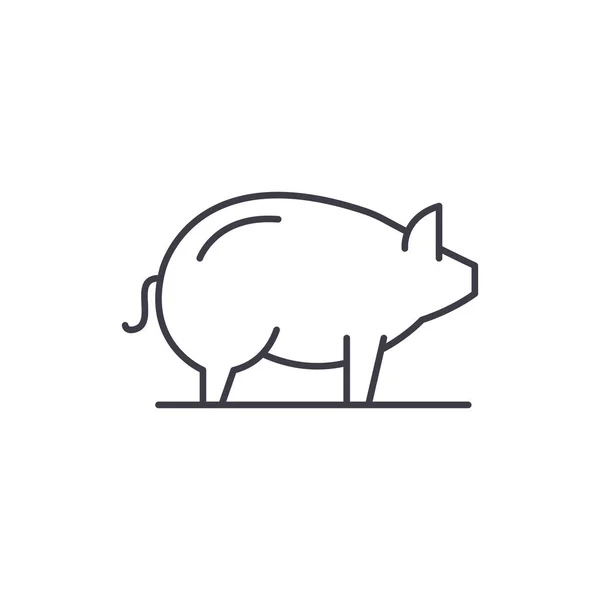 豚ライン アイコン概念。豚ベクトルの線形図、シンボル、記号 — ストックベクタ