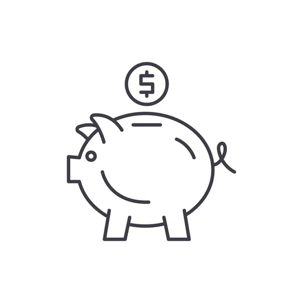 Concept d'icône de ligne de tirelire. Piggy Bank vecteur illustration linéaire, symbole, signe — Image vectorielle