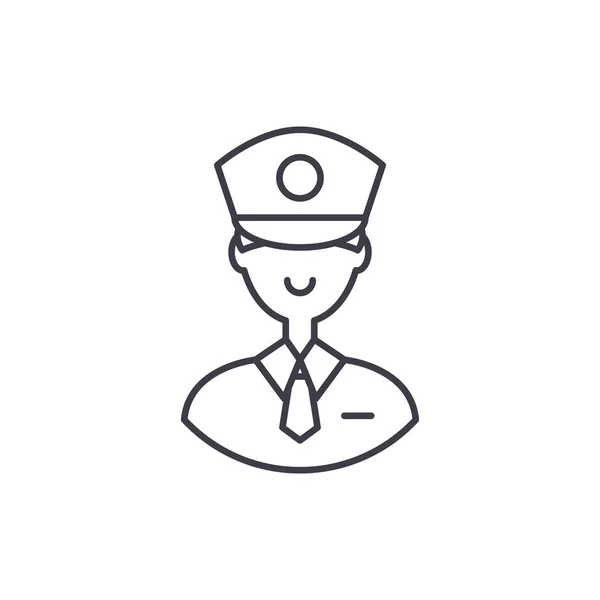 Концепція піктограми лінії поліцейського. Поліцейський Векторні лінійні ілюстрації, символ, знак — стоковий вектор