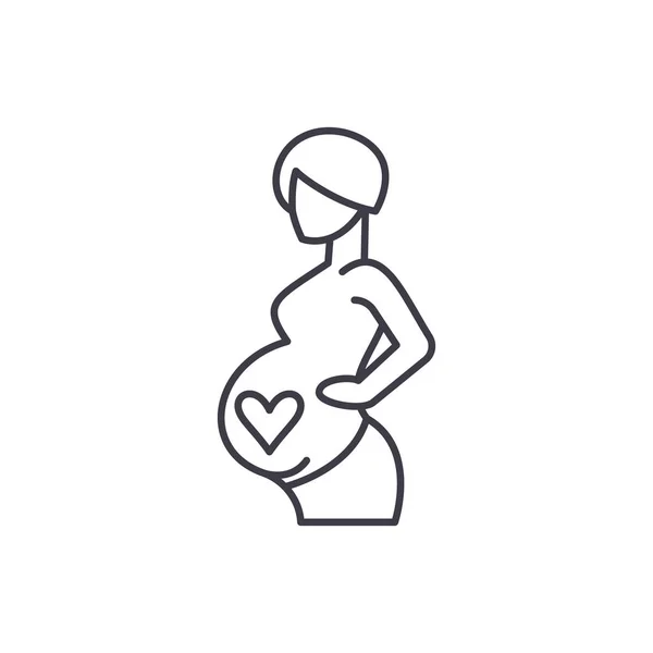 Pregnancy line icon concept. Pregnancy vector linear illustration, symbol, sign — Stock Vector