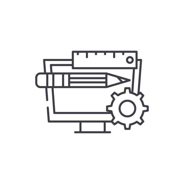 Concepto de icono de línea de gestión de productos. Gestión de productos vector lineal ilustración, símbolo, signo — Archivo Imágenes Vectoriales