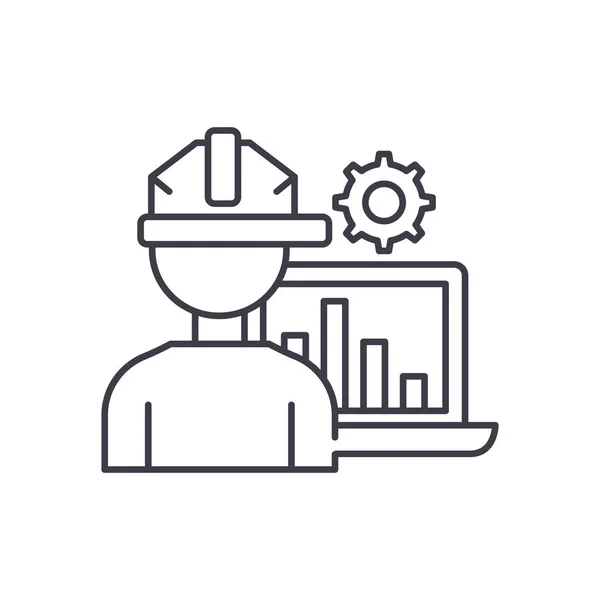 Concepto de línea de automatización de producción. Producción automatización vector ilustración lineal, símbolo, signo — Archivo Imágenes Vectoriales