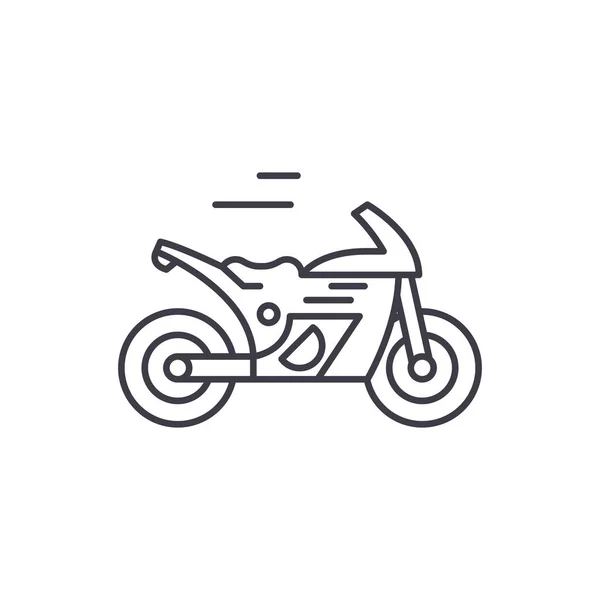 Carrera concepto de línea de bicicleta icono. Carrera bicicleta vector lineal ilustración, símbolo, signo — Archivo Imágenes Vectoriales