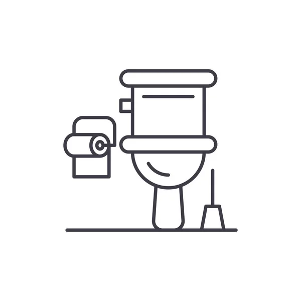 Tuvalet satırı simgesi kavramı. Tuvalet vektör lineer illüstrasyon, sembol, işareti — Stok Vektör