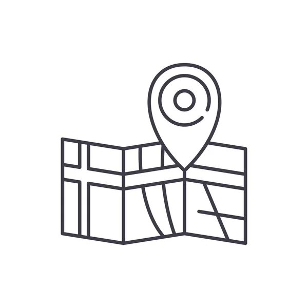 Route on the map line icon concept. Route on the map vector linear illustration, symbol, sign