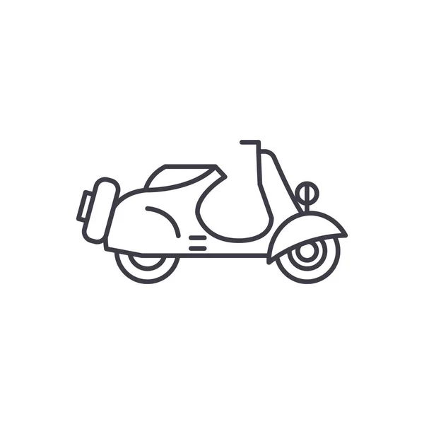 Concepto de icono de línea de scooter. Scooter vector lineal ilustración, símbolo, signo — Archivo Imágenes Vectoriales