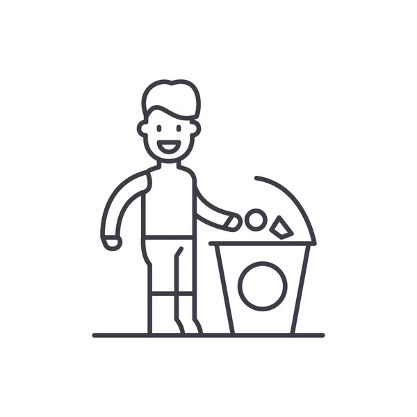 Conceito de ícone de linha de lixo separado. Ilustração linear do vetor do lixo separado, símbolo, sinal —  Vetores de Stock