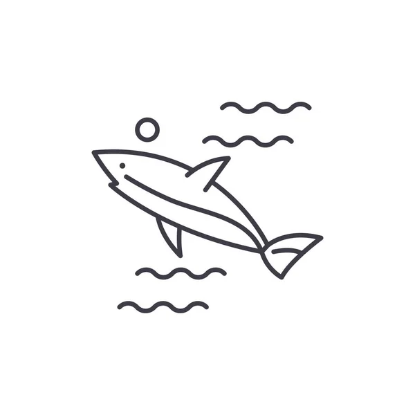 サメ ライン アイコン概念。サメのベクトルの線形図、シンボル、記号 — ストックベクタ