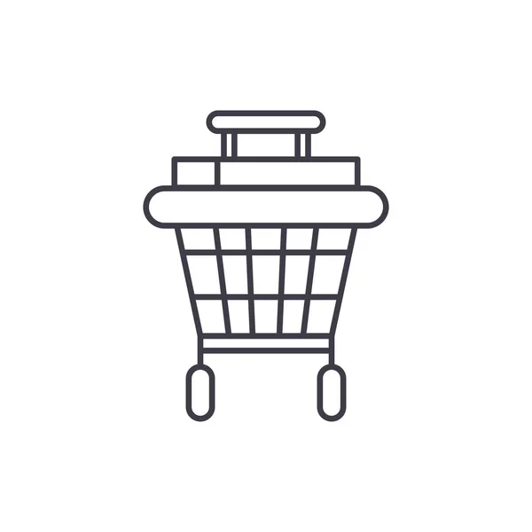 ショッピング ベビーカー ライン アイコンの概念。ショッピング ベビーカー ベクトルの線形図、シンボル、記号 — ストックベクタ