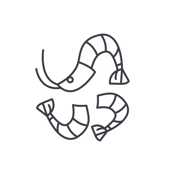 Концепция иконки креветок. Линейная иллюстрация вектора креветок, символ, знак — стоковый вектор