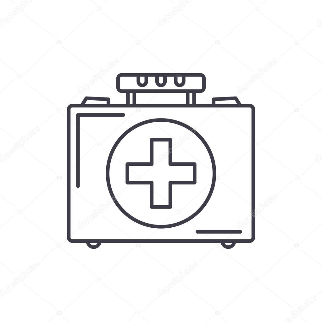 Medical case line icon concept. Medical case vector linear illustration, symbol, sign