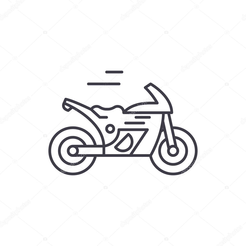 Race bike line icon concept. Race bike vector linear illustration, symbol, sign