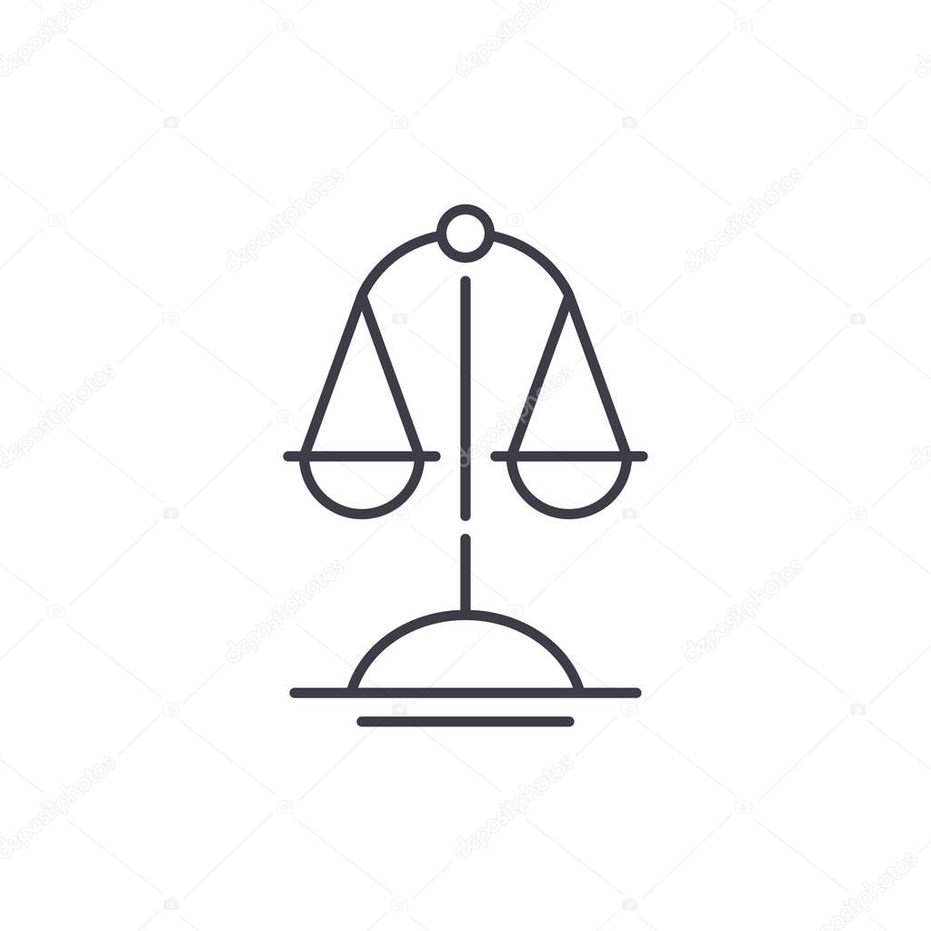 Scales of truth line icon concept. Scales of truth vector linear illustration, symbol, sign