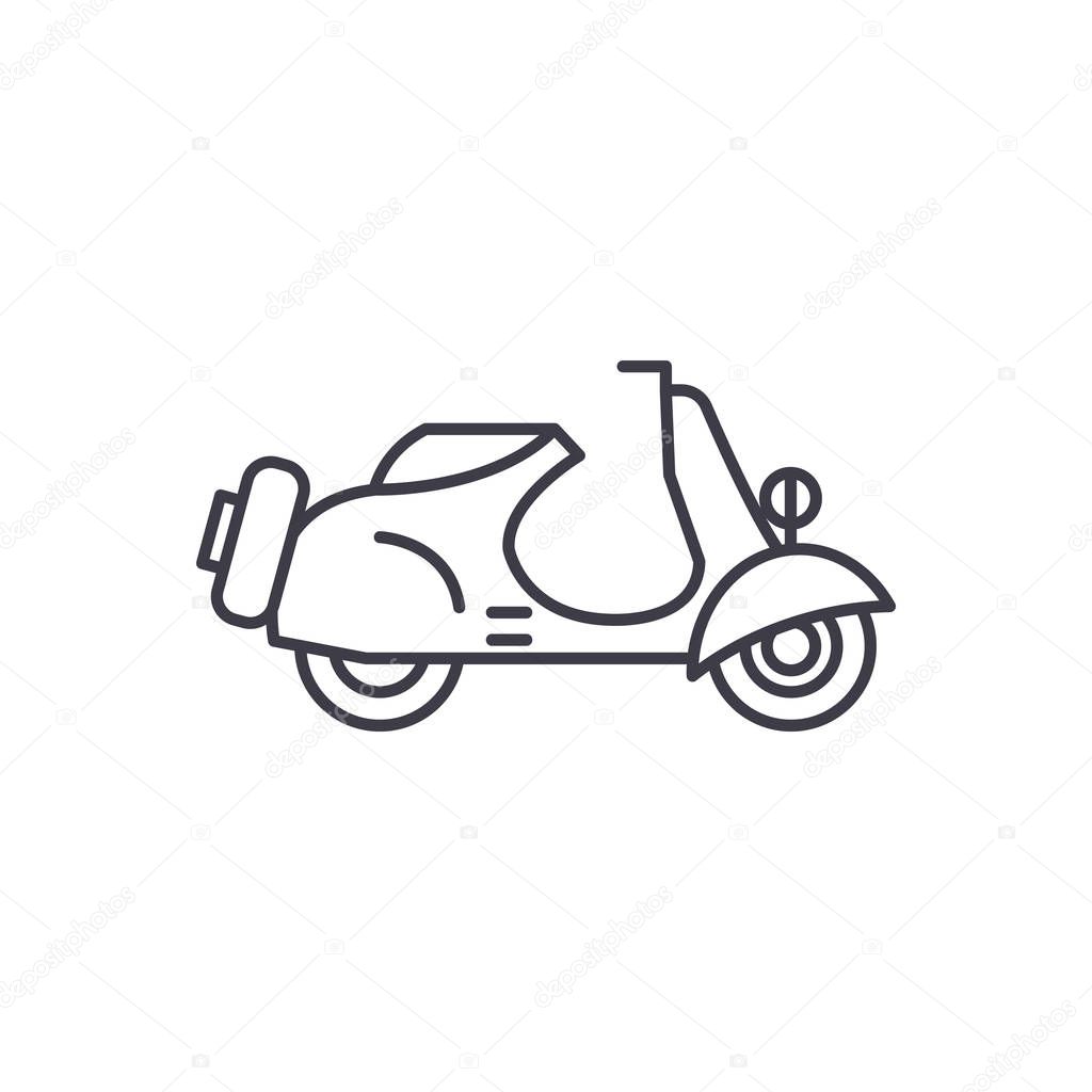 Scooter line icon concept. Scooter vector linear illustration, symbol, sign
