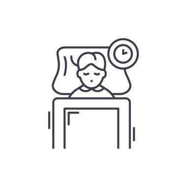 Satırı simgesi kavramı uyku. Uyku doğrusal vektör çizim, sembol, işareti