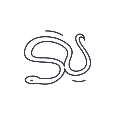 Yılan satırı simgesi kavramı. Yılan doğrusal vektör çizim, sembol, işareti