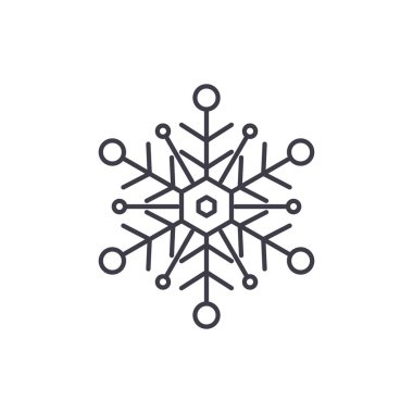 Kar tanesi satırı simgesi kavramı. Kar tanesi vektör lineer illüstrasyon, sembol, işareti