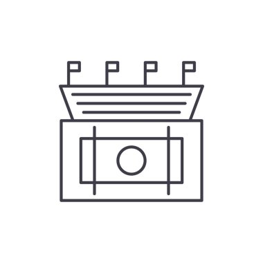 Spor alanını satır simgesi kavramı. Spor alanı doğrusal vektör çizim, sembol, işareti