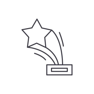 Yıldız ödülü satırı simgesi kavramı. Yıldız ödülü vektör lineer illüstrasyon, sembol, işareti