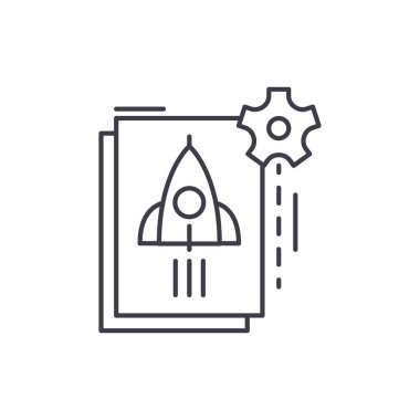 Başlangıç başlangıç satırı simgesi kavramı. Başlangıç başlangıç vektör lineer illüstrasyon, sembol, işareti