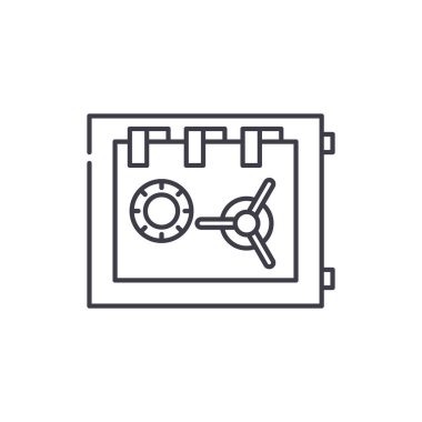 Güvenli hat simgesi kavramı depoda. Güvenli vektör lineer illüstrasyon, sembol, oturum depolama
