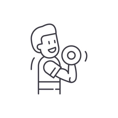 Gücü eğitim satırı simgesi kavramı. Gücü eğitim doğrusal vektör çizim, sembol, işareti