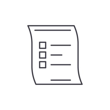 Anket satırı simgesi kavramı. Anket vektör lineer illüstrasyon, sembol, işareti