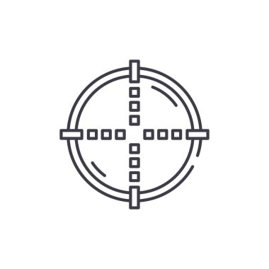 Hedef satır simgesi kavramı. Hedef vektör lineer illüstrasyon, sembol, işareti