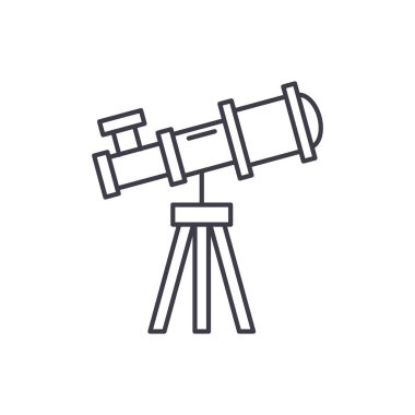 Teleskop satırı simgesi kavramı. Teleskop vektör lineer illüstrasyon, sembol, işareti
