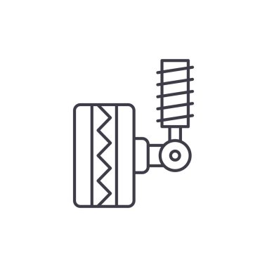Satırı simgesi kavramı uygun lastik. Uygun doğrusal vektör çizim, sembol, işareti lastik
