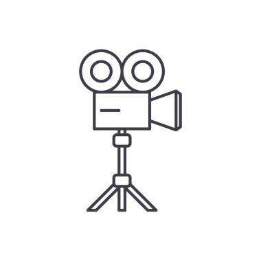 Video çekim satırı simgesi kavramı. Video çekim vektör lineer illüstrasyon, sembol, işareti