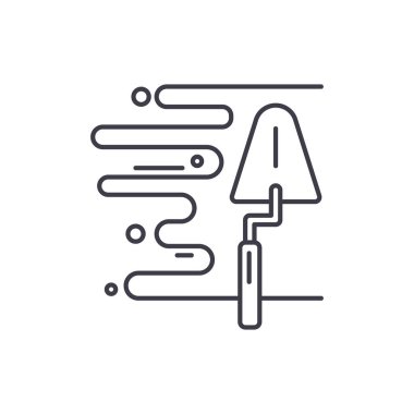 Duvar alçı hat simgesi kavramı. Duvar sıva vektör lineer illüstrasyon, sembol, işareti