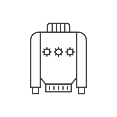 Sıcak kazak satırı simgesi kavramı. Sıcak kazak vektör lineer illüstrasyon, sembol, işareti