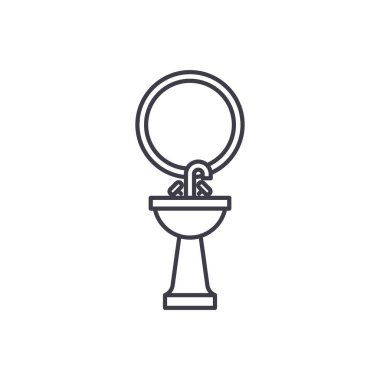 Lavabo satırı simgesi kavramı. Lavabo vektör lineer illüstrasyon, sembol, işareti
