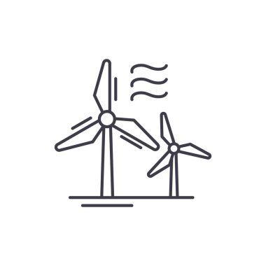 Rüzgar güç hat simgesi kavramı. Rüzgar güç vektör lineer illüstrasyon, işaret, sembol