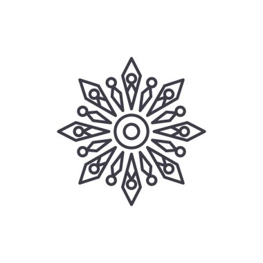 Kış dekorasyon hat simgesi kavramı. Kış dekorasyon vektör lineer illüstrasyon, sembol, işareti