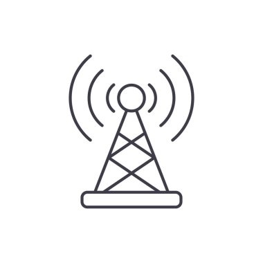 Kablosuz bağlantı satırı simgesi kavramı. Kablosuz bağlantı vektör lineer illüstrasyon, sembol, işareti
