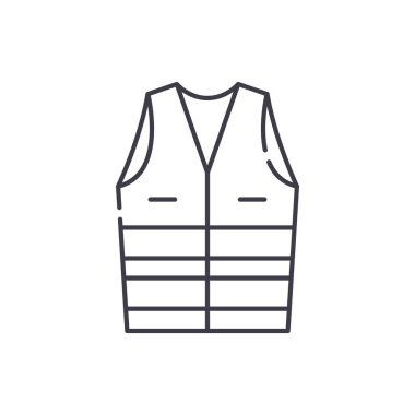 İş elbise satırı simgesi kavramı. İş elbiseleri vektör lineer illüstrasyon, sembol, işareti