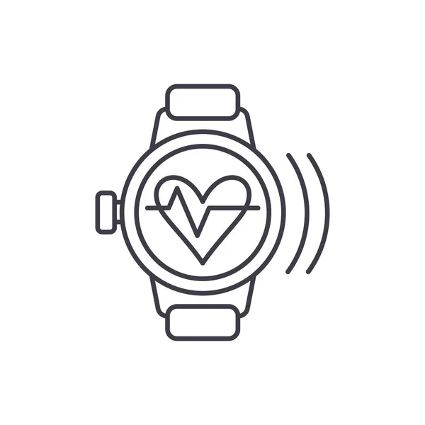 Smart klocka med puls linje ikon konceptet. Smart klocka med puls vektor linjär illustration, symbol, underteckna — Stock vektor