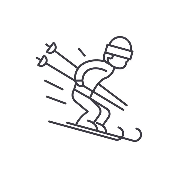 Konzept der Schneelinie. Ski-Vektor lineare Illustration, Symbol, Zeichen — Stockvektor
