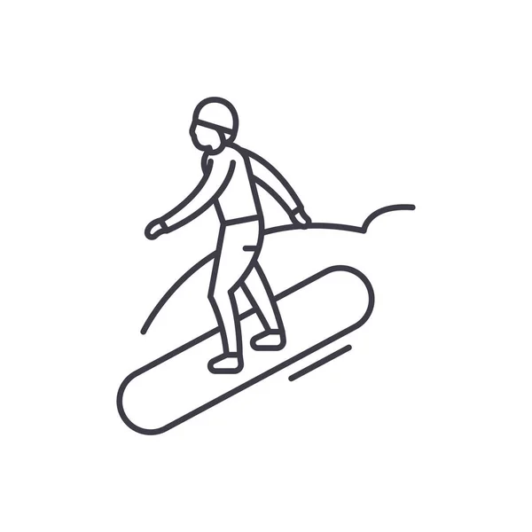 Snowboard Line Icon Konzept. Snowboard-Vektor lineare Abbildung, Symbol, Zeichen — Stockvektor