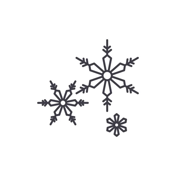 Copos de nieve concepto icono de línea. Copos de nieve vector lineal ilustración, símbolo, signo — Vector de stock