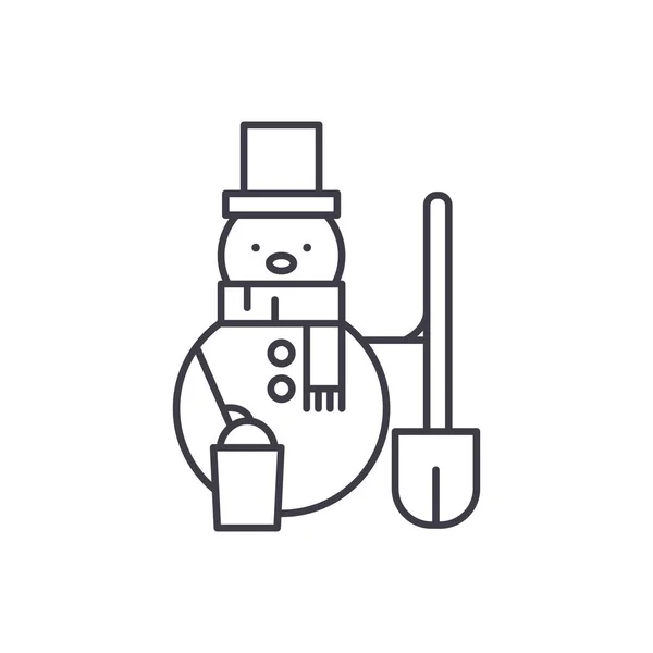 Bałwan linii ikona koncepcja. Snowman wektor ilustracja liniowa, symbol, znak — Wektor stockowy