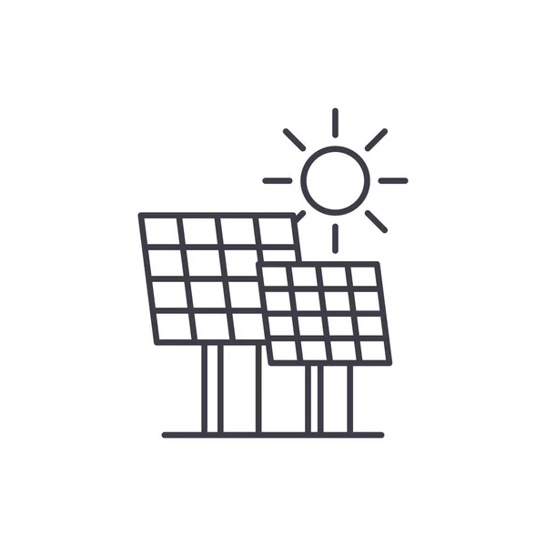 Solární energie line ikonu koncept. Solární energie vektorové ilustrace lineární, symbol, znak — Stockový vektor