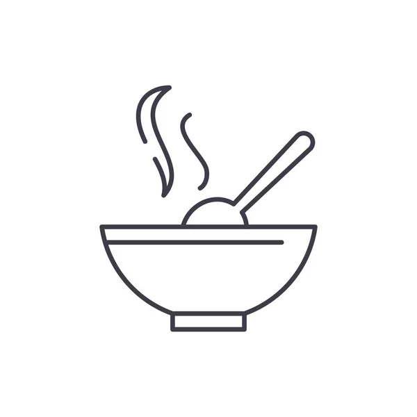 Soup Line Icon Konzept. Suppenvektor lineare Illustration, Symbol, Zeichen — Stockvektor