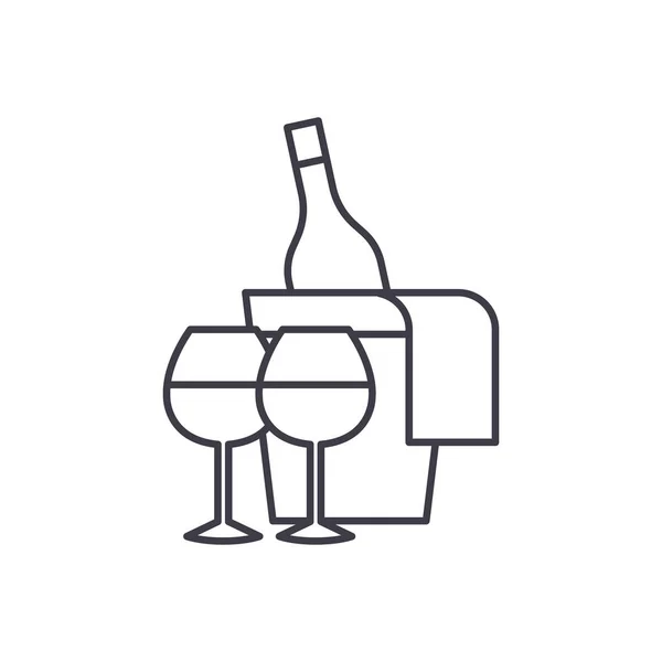 Conceito de ícone de linha de vinho espumante. Espumante vinho vetor ilustração linear, símbolo, sinal —  Vetores de Stock